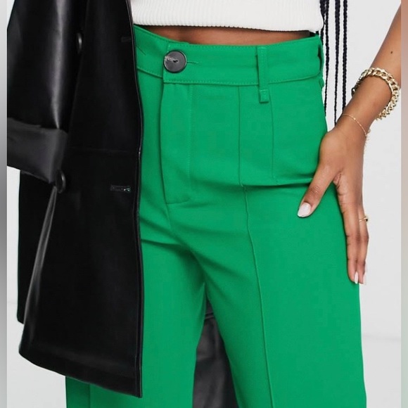 Mango Pants - Mango Tailored Straight Leg Bright Green Dress Pant